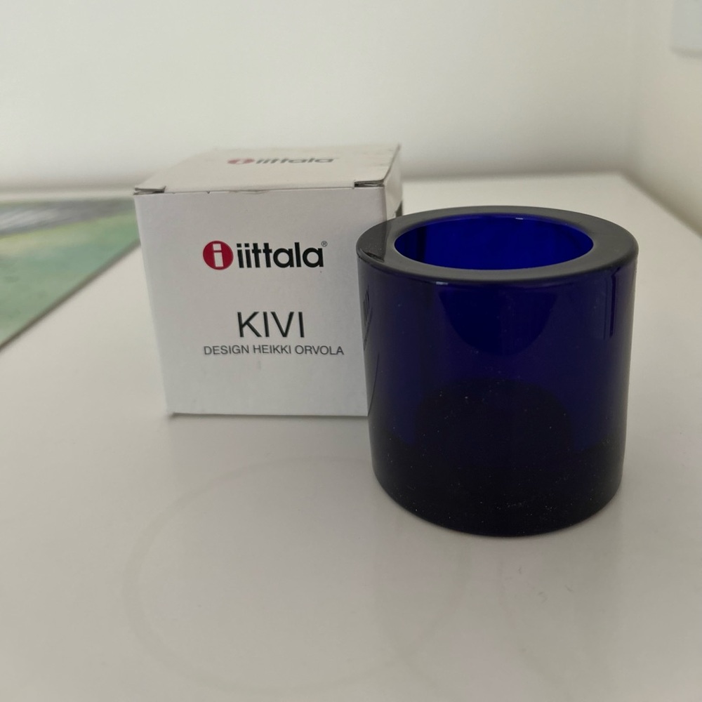 Cobalt Blue Iittala Kivi Marimekko Votive Tealight Candle Holder New With Box